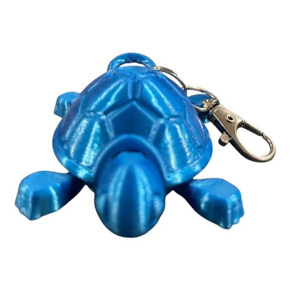 Blue Articulated Turtle With Small Split Circle Key Ring & Clasp- Handcrafted - Picture 3 of 4